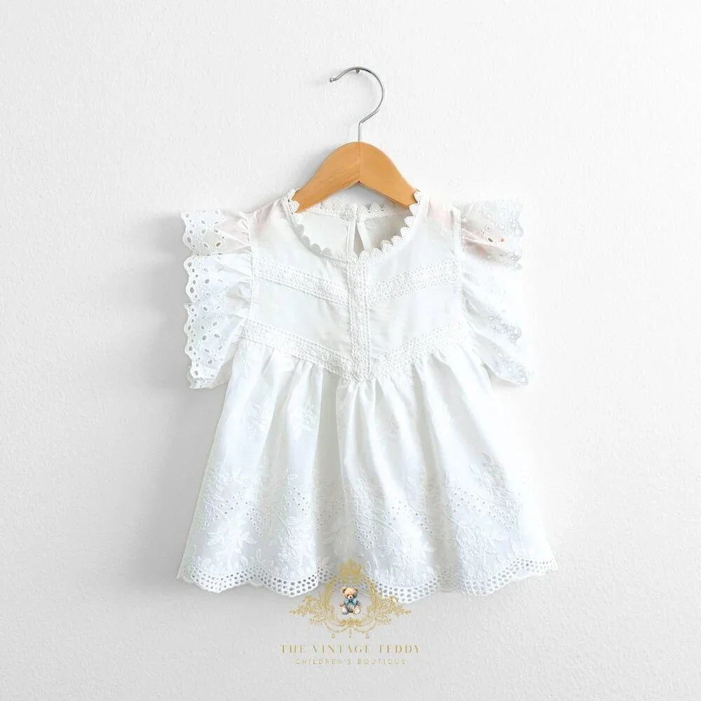 NWT Pretty Girls Blouse Lovely Floral Eyelet Lace Embroidery Bohemian White 6Y